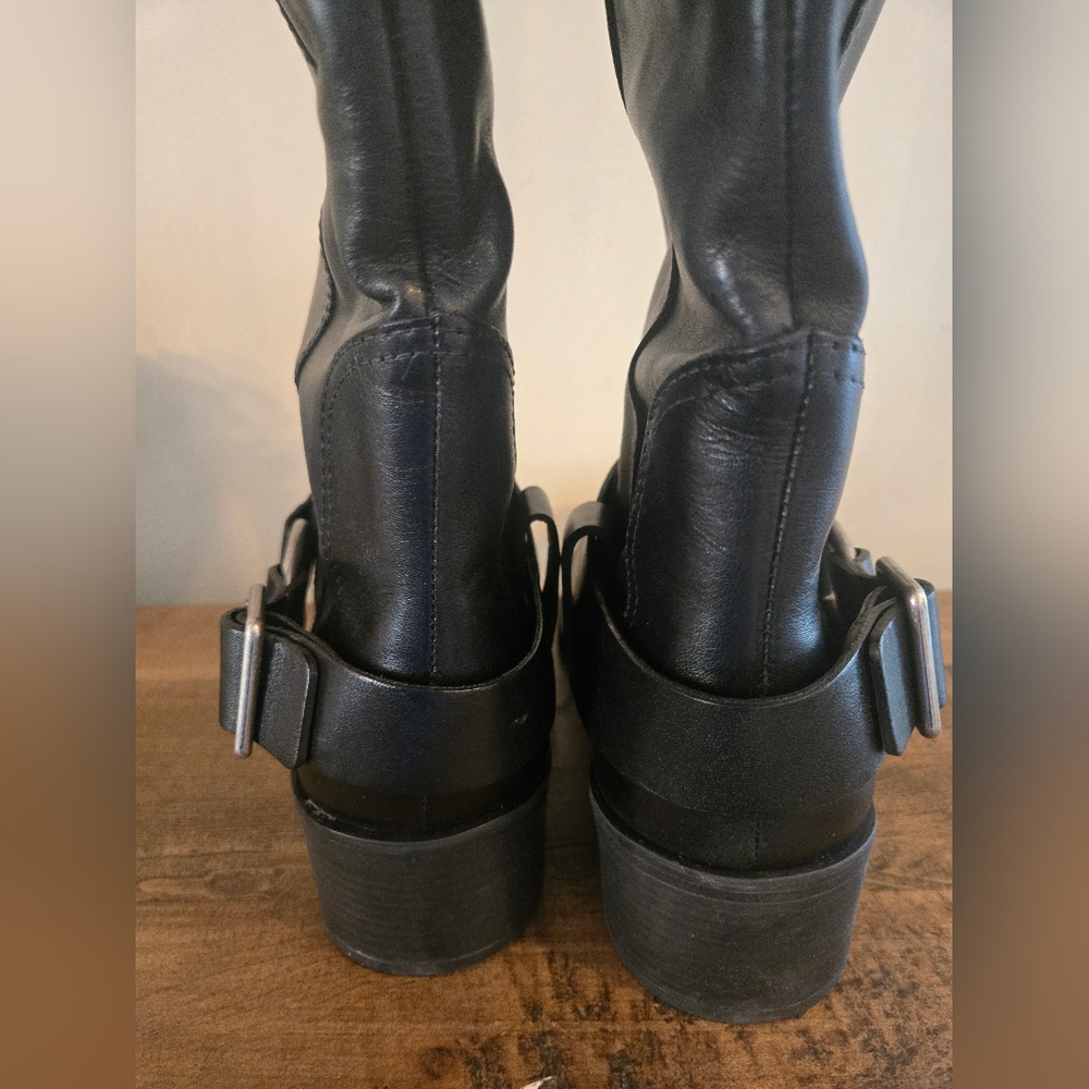 Arezzo Womens Clara Knee-high Tall Motorcycle Boots, Black, 8 - Picture 8 of 11